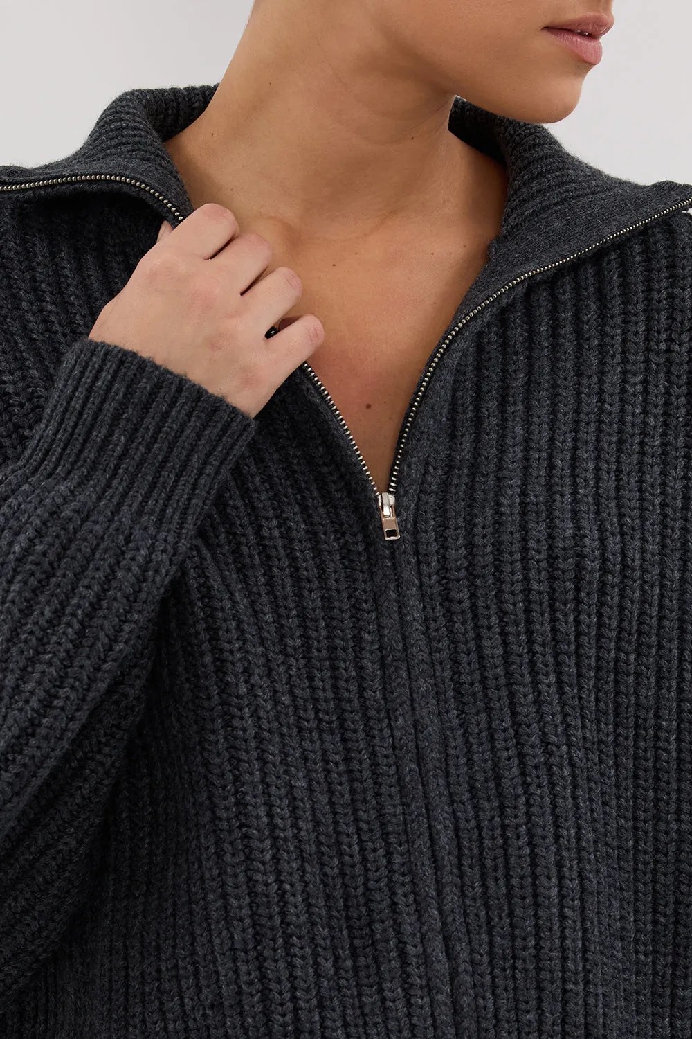 ISSY CHARCOAL WOOL BLEND JUMPER