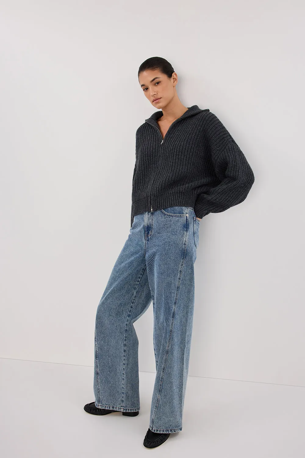 ISSY CHARCOAL WOOL BLEND JUMPER