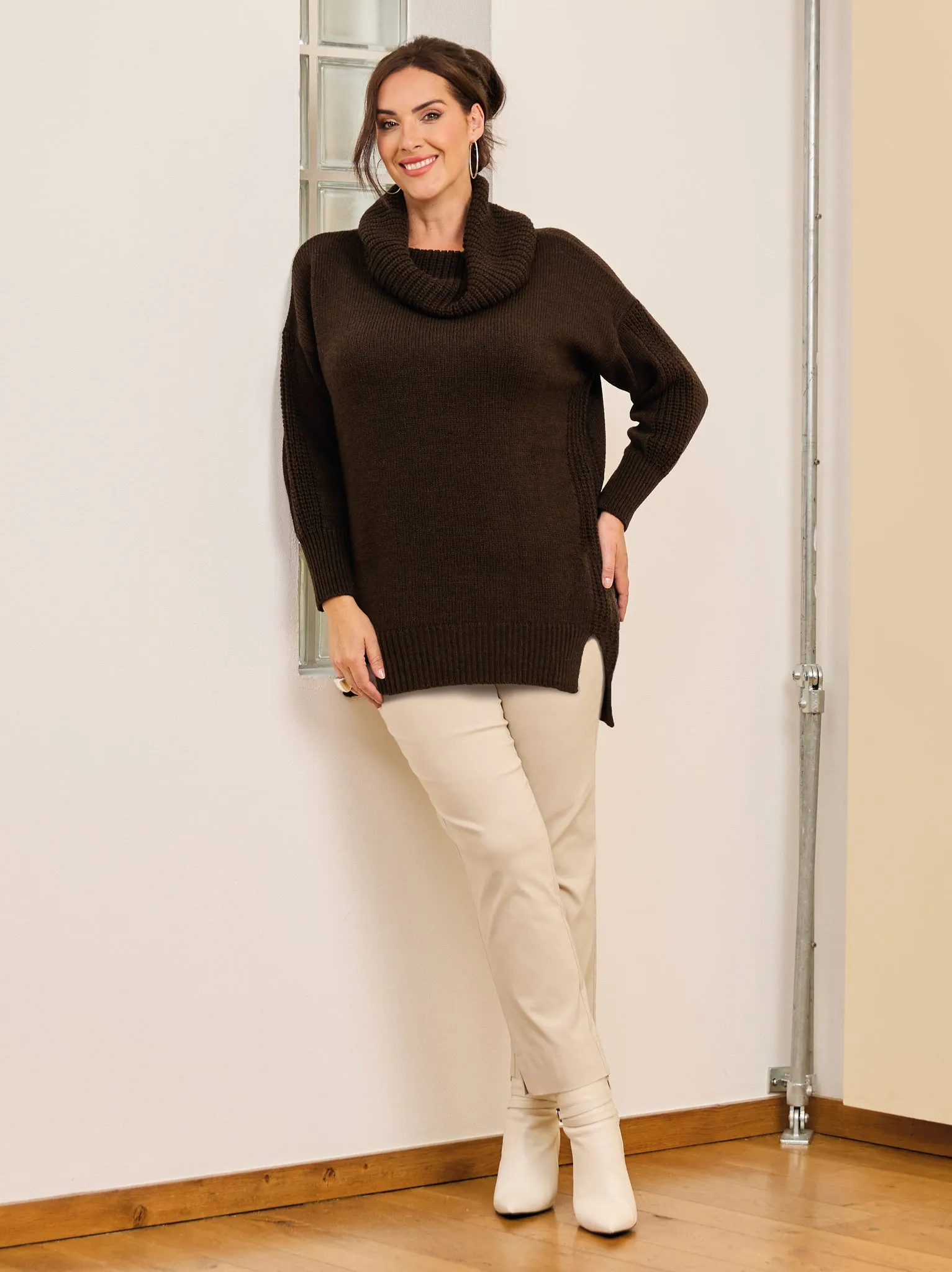 Keira Cowl Neck Jumper - Chocolate