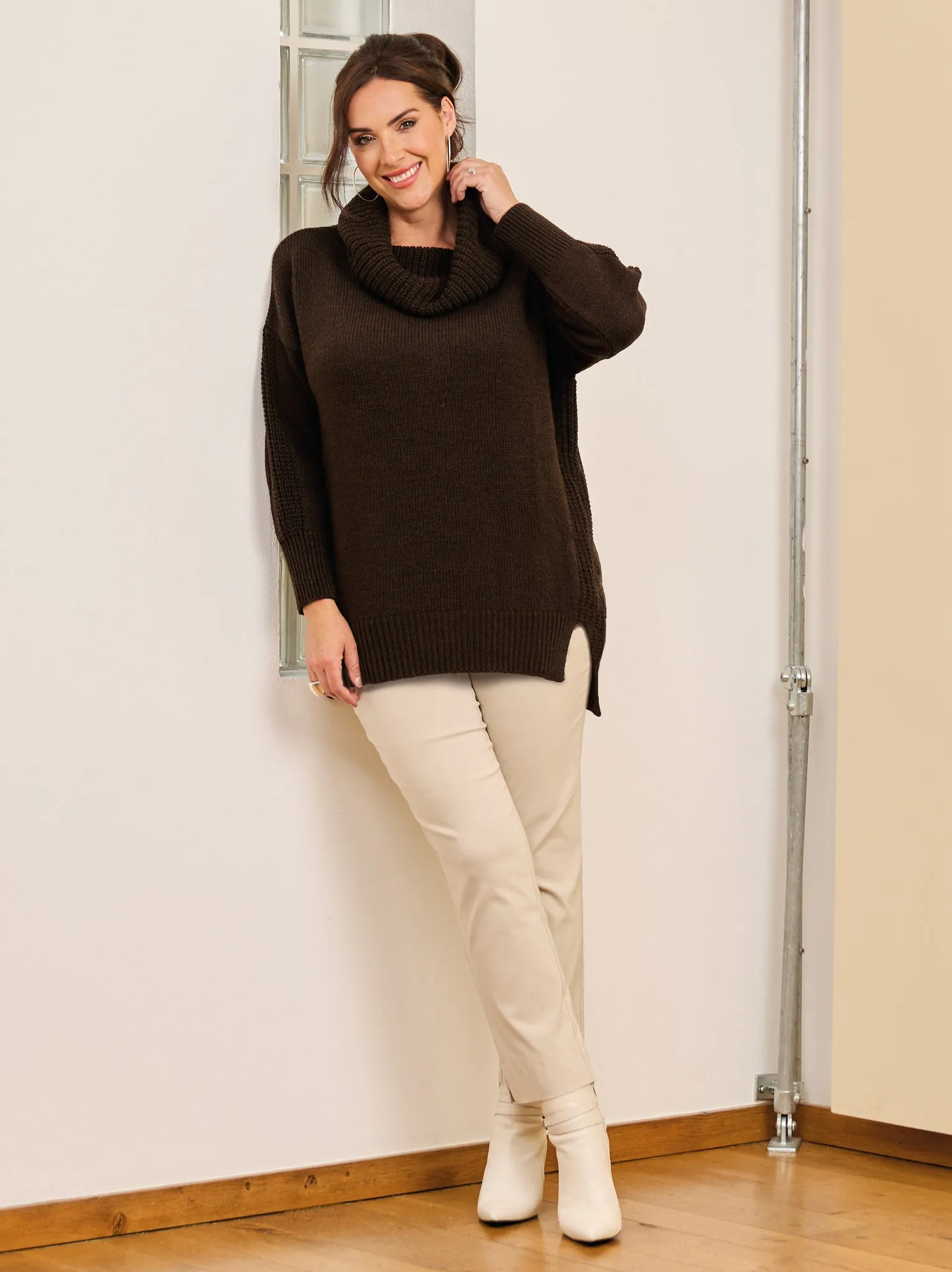 Keira Cowl Neck Jumper - Chocolate