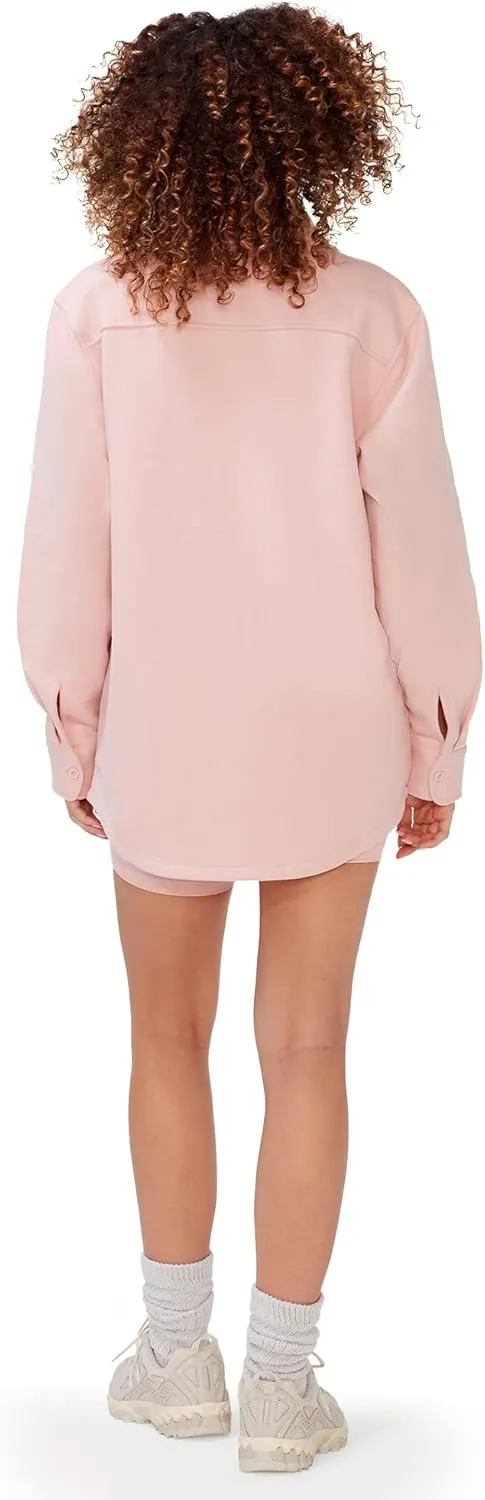 KUT & SO Womens Shacket  Midweight Fleece Shirt Jacket  Boyfriend Fit, Chic Layering Piece
