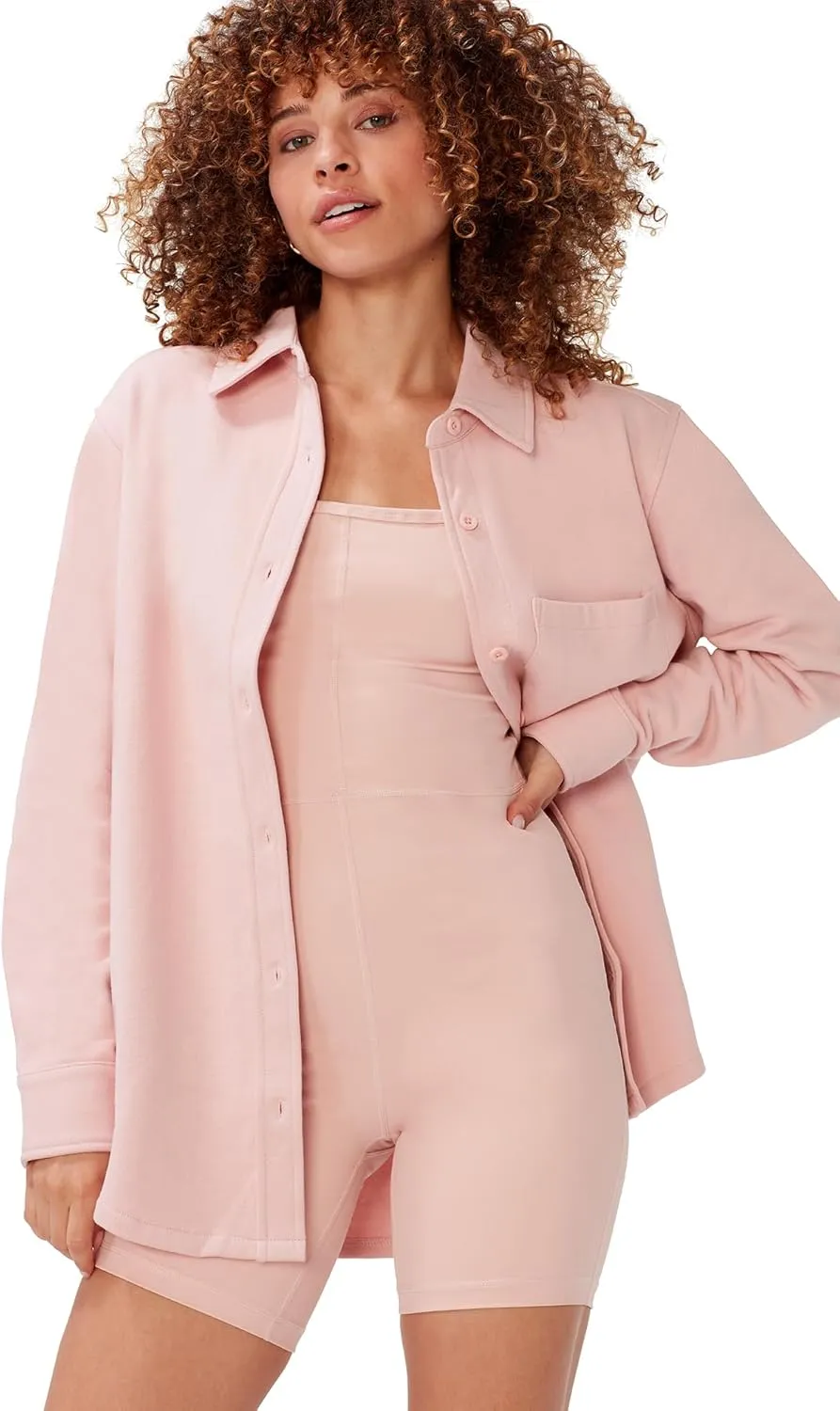 KUT & SO Womens Shacket  Midweight Fleece Shirt Jacket  Boyfriend Fit, Chic Layering Piece