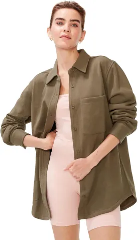 KUT & SO Womens Shacket  Midweight Fleece Shirt Jacket  Boyfriend Fit, Chic Layering Piece