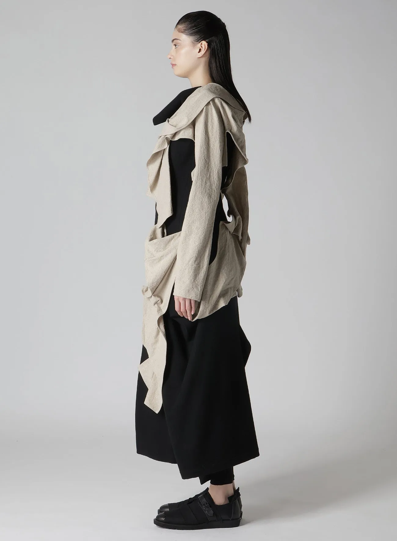 L SLV DRAPE DETAIL COAT