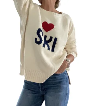 Love Ski 100% Cotton Cozy Cabin Sweater