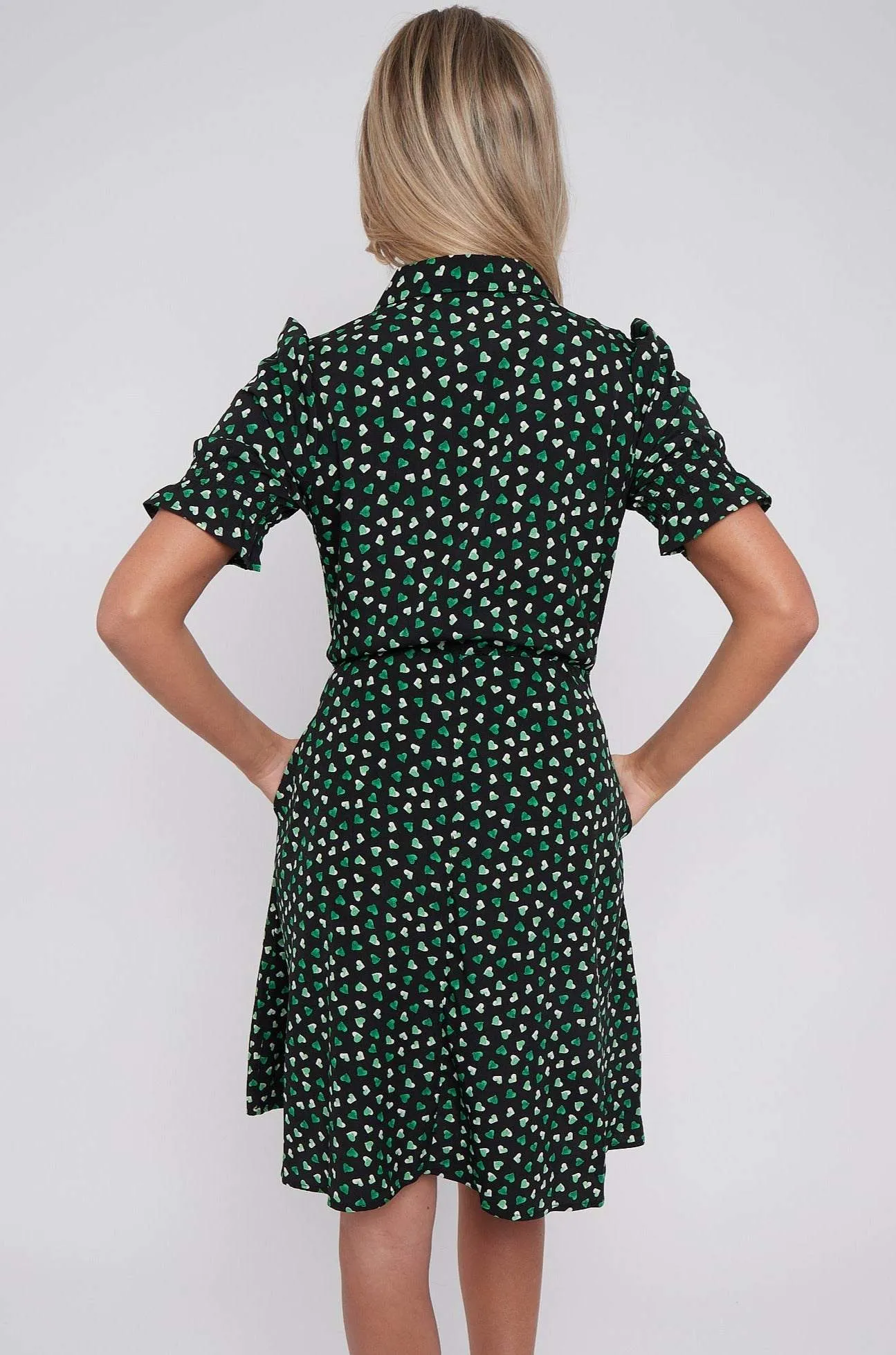 LOVE SUNSHINE Black Heart Print Mini Dress