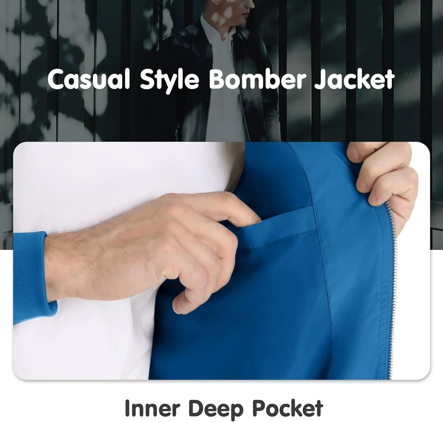 MAGNIVIT Men's Lightweight Bomber Jacket Windbreaker Casual Fall Spring Outdoor Coat