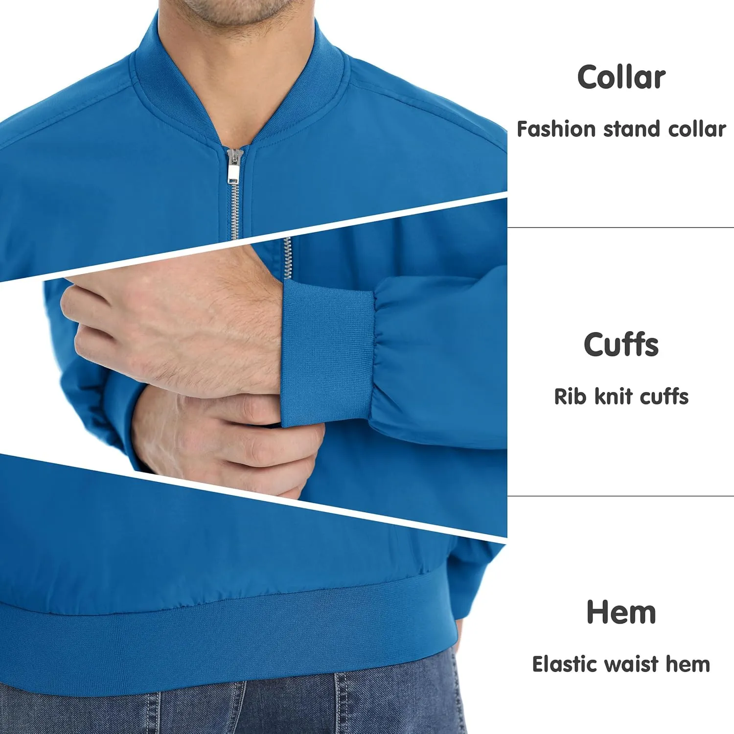 MAGNIVIT Men's Lightweight Bomber Jacket Windbreaker Casual Fall Spring Outdoor Coat