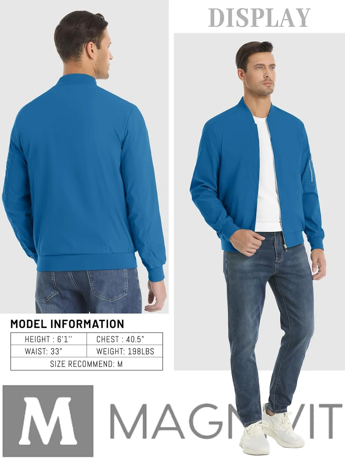 MAGNIVIT Men's Lightweight Bomber Jacket Windbreaker Casual Fall Spring Outdoor Coat