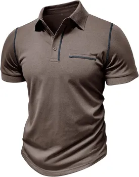 Men's Short Sleeve Solid Summer Polo T-Shirts Casual Lapel Outdoor Tees Soft Comfort Golf T-Shirt