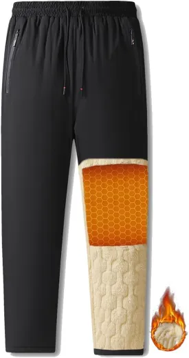 Mens Winter Pants Sherpa Lined Sweatpants Fleece Warm Jogger for Snowsport, Outdoor, Snow Cleaning