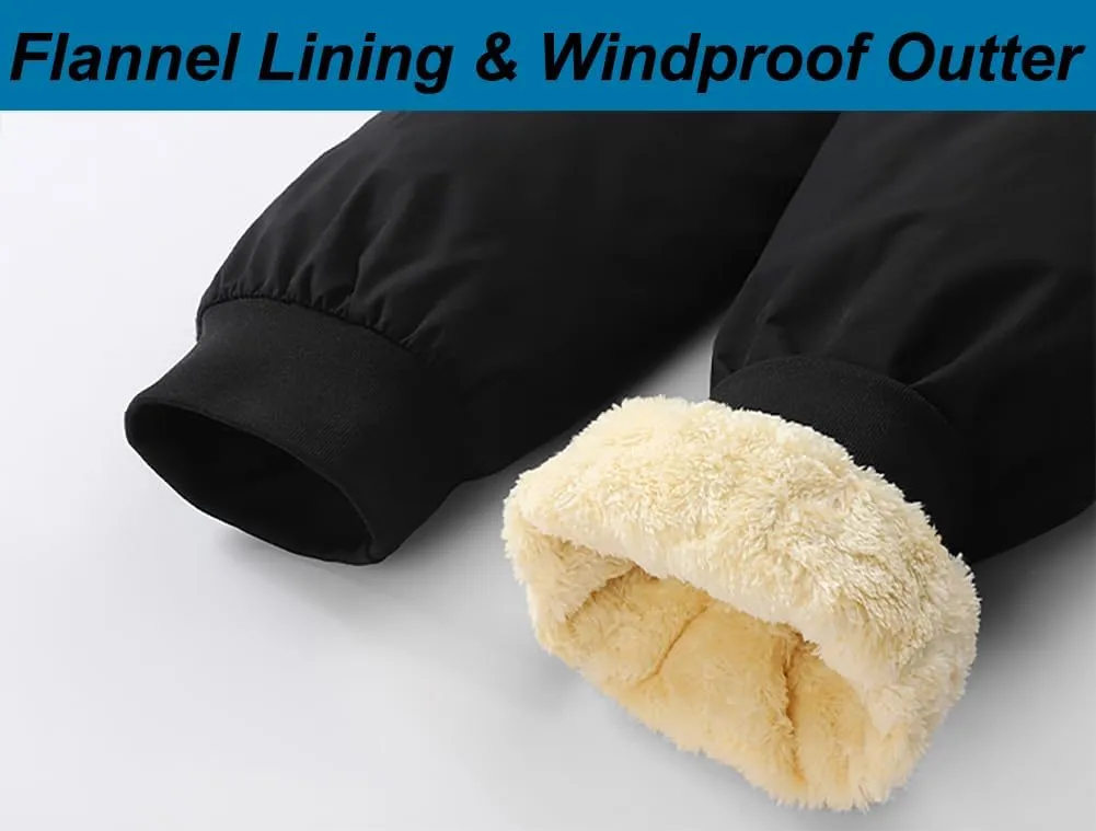 Mens Winter Pants Sherpa Lined Sweatpants Fleece Warm Jogger for Snowsport, Outdoor, Snow Cleaning