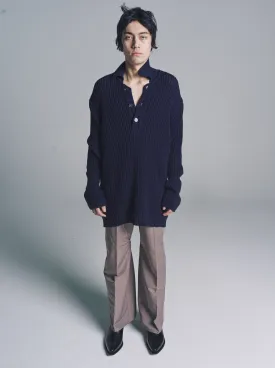 Navy Chunky Cotton Rib Big Piquet