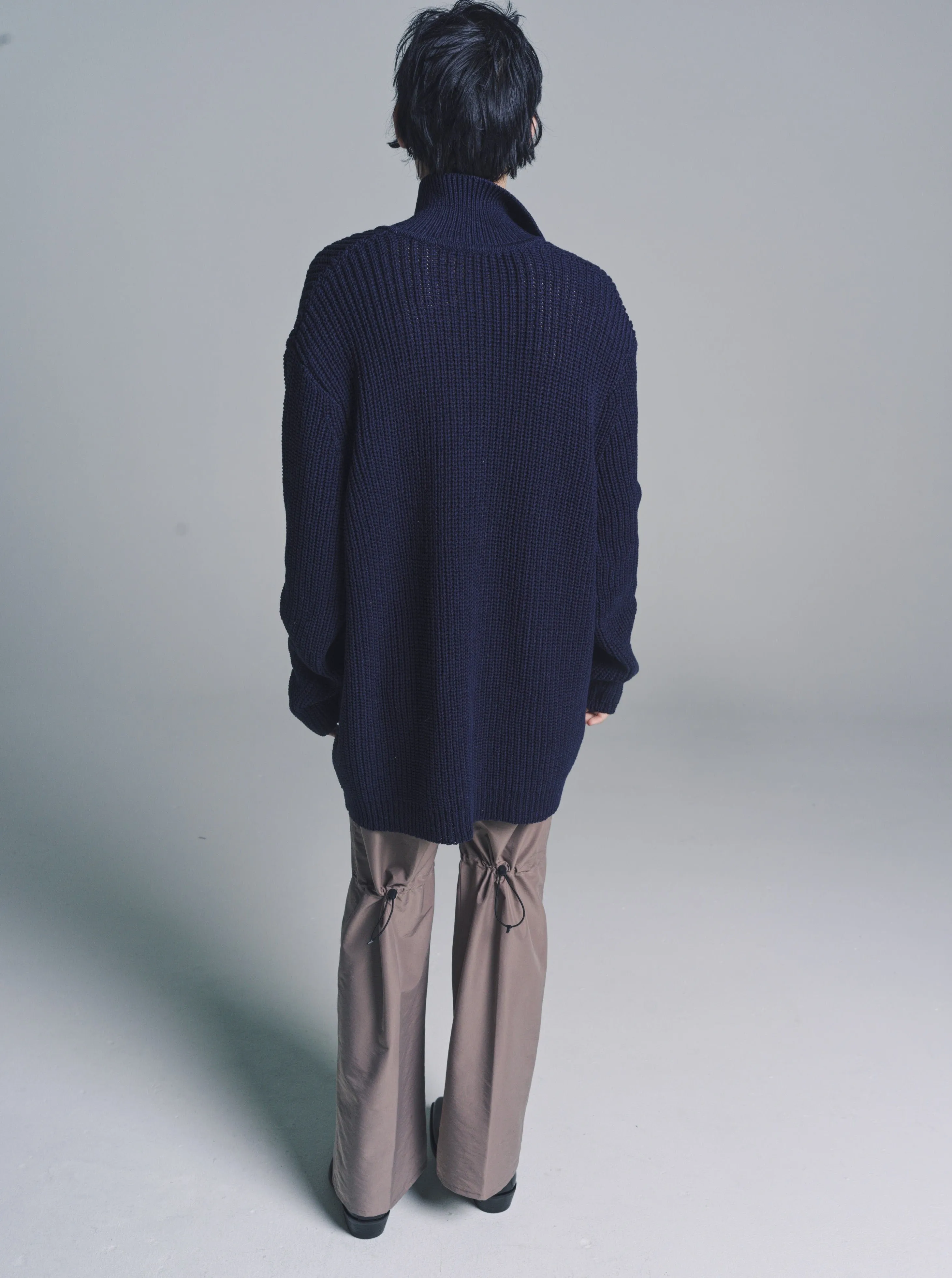 Navy Chunky Cotton Rib Big Piquet
