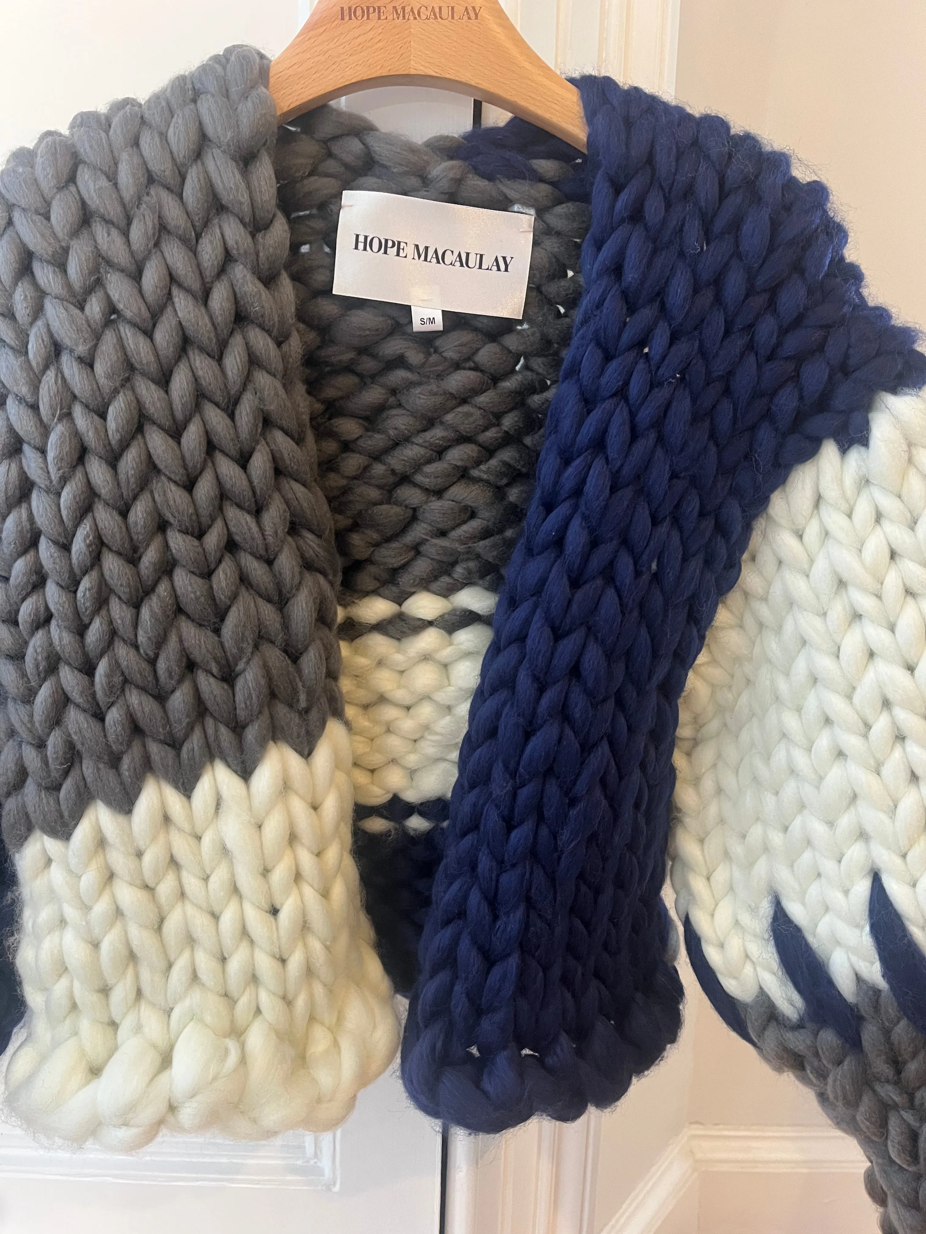 Navy, Grey and Cream Colossal Knit Cardigan S/M (Sample)
