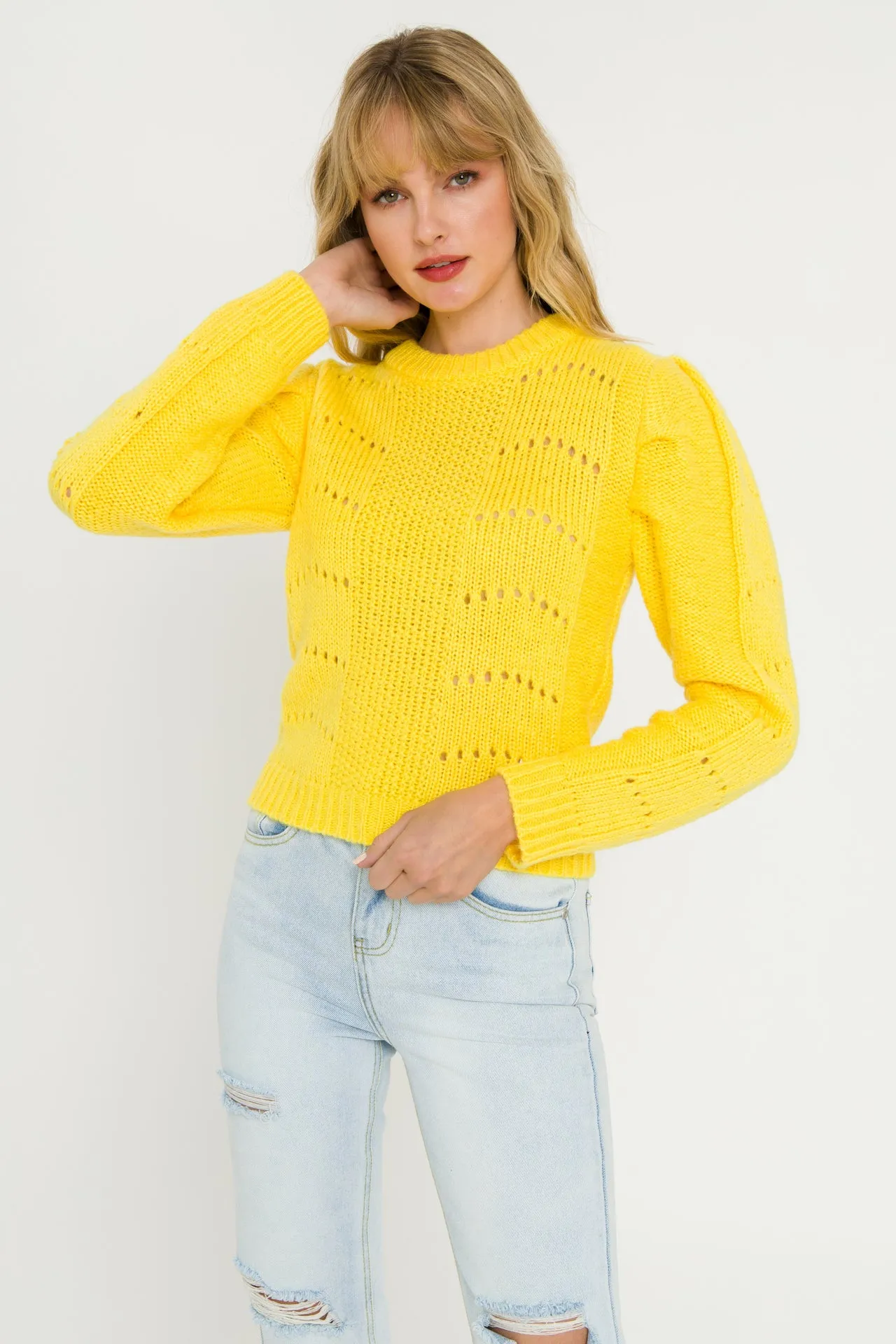 Pleated Long Sleeve Sweater