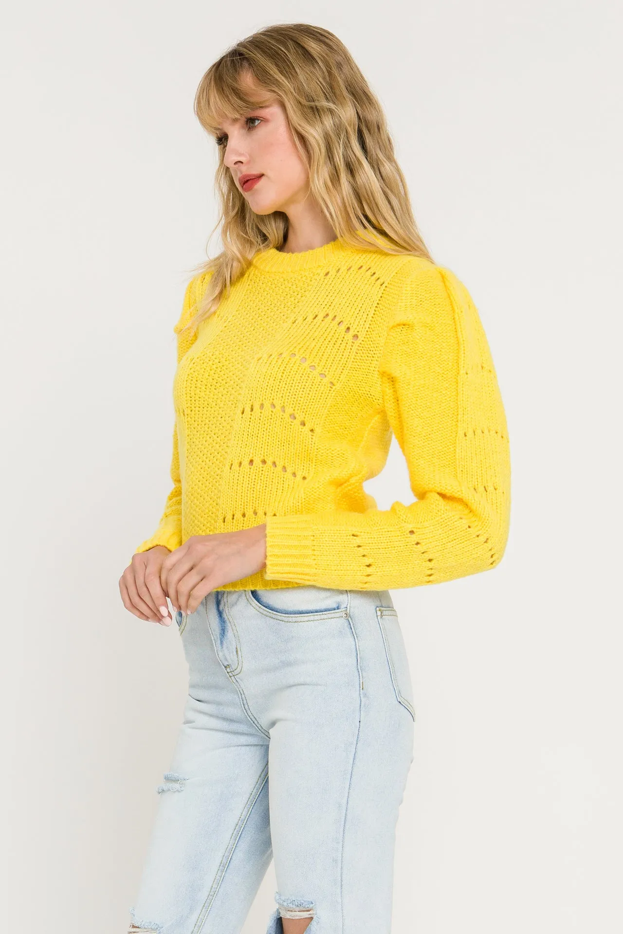 Pleated Long Sleeve Sweater
