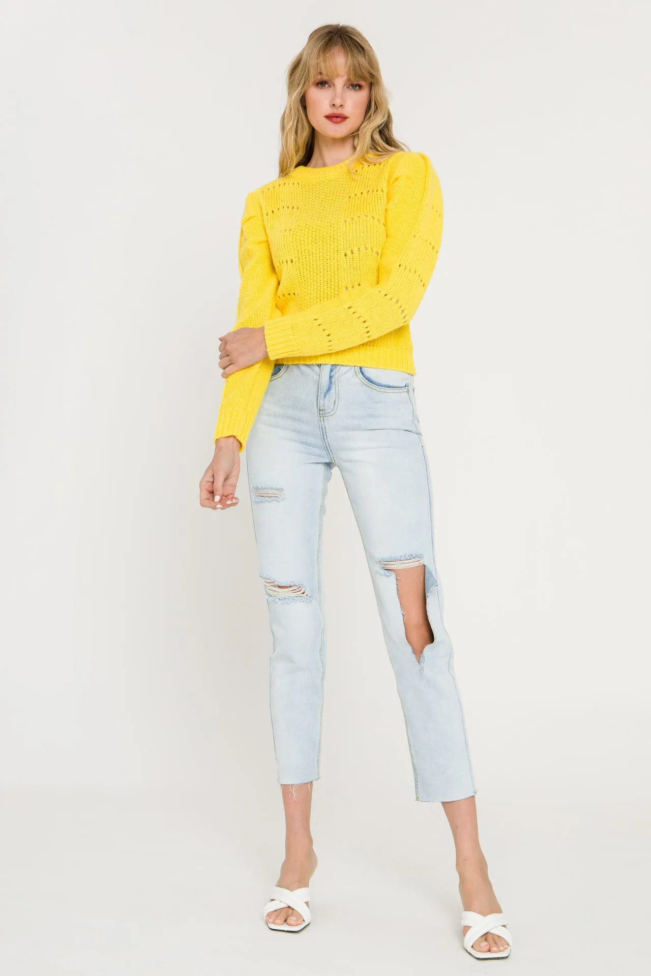 Pleated Long Sleeve Sweater