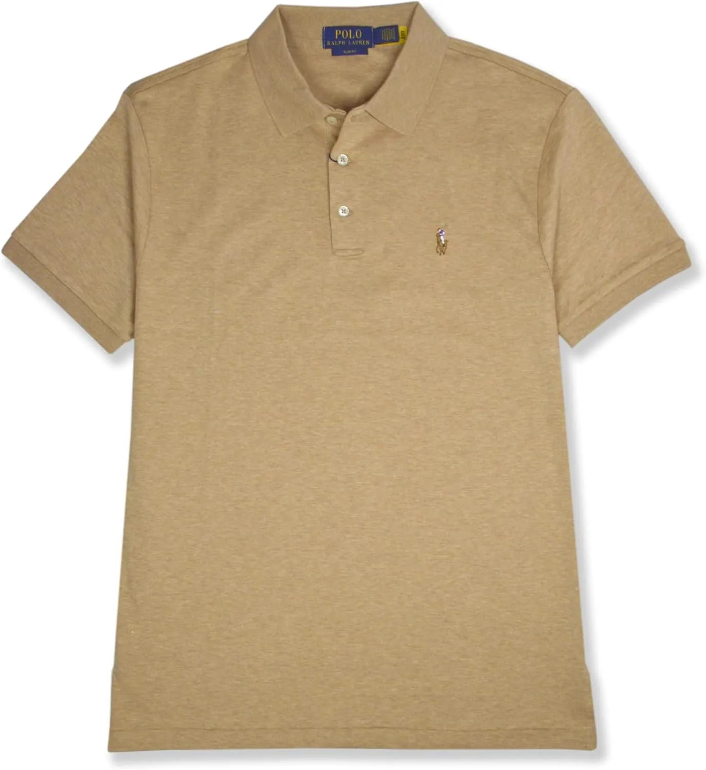 POLO RALPH LAUREN Mens Custom Slim Fit Soft Interlock Cotton Three Button Polo Shirt,