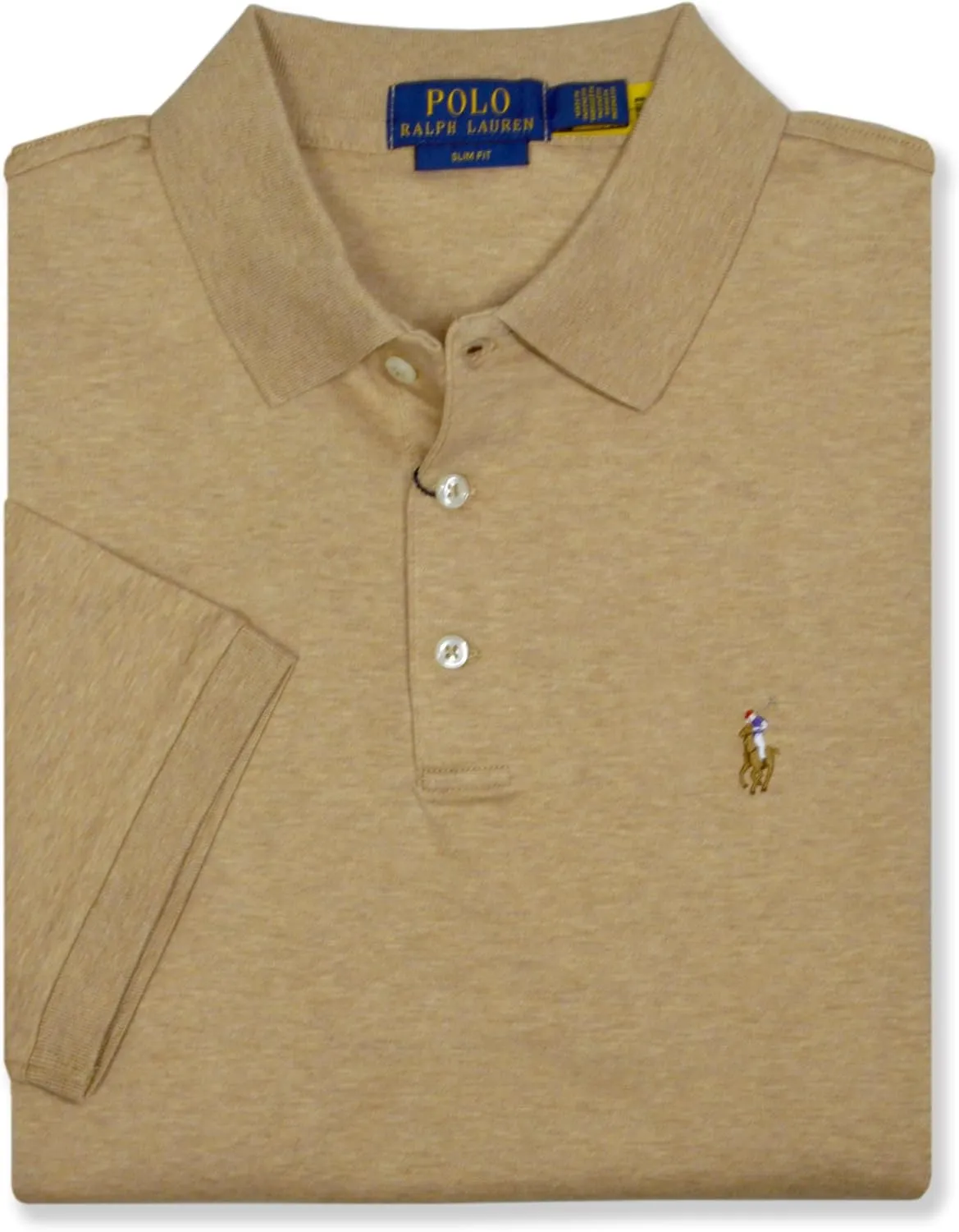 POLO RALPH LAUREN Mens Custom Slim Fit Soft Interlock Cotton Three Button Polo Shirt,