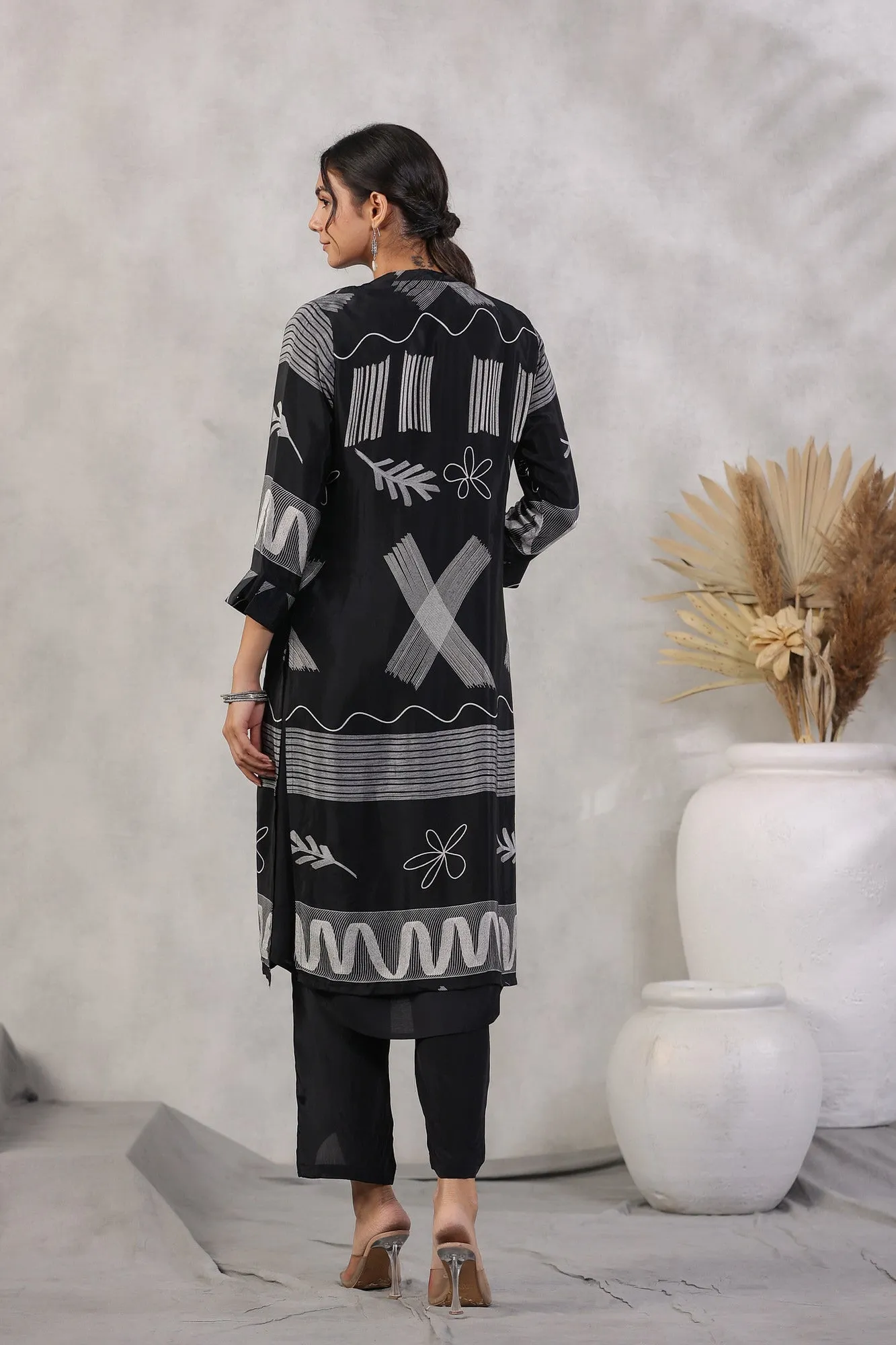 Raven Silk Three Piece Coord Set