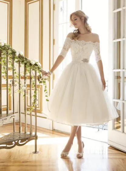 Sexy Off-shoulder Half Sleeve Evening Lace Dress