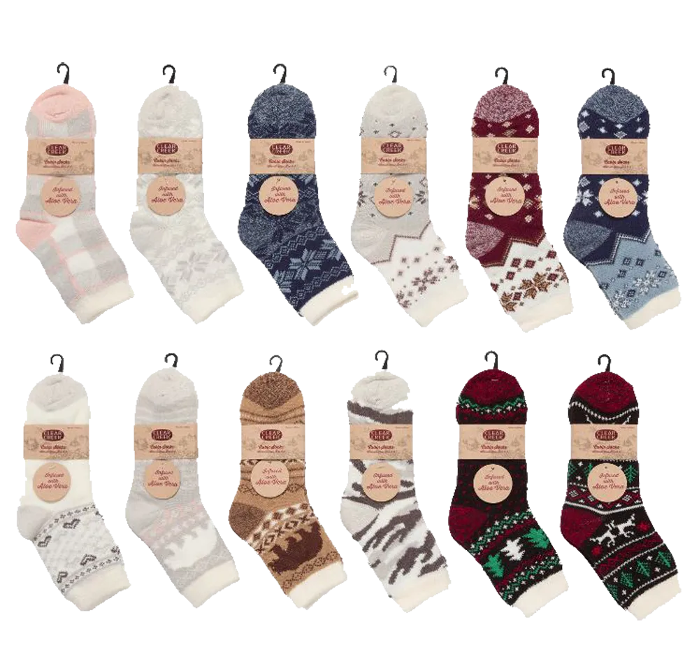 Socks-Ladies Clear Creek Feathered Aloe Lined Comfort Cabin Sock