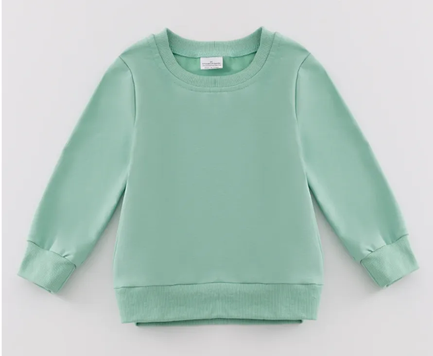 SOLID PASTEL GREEN CREWNECK TOP - PRESALE