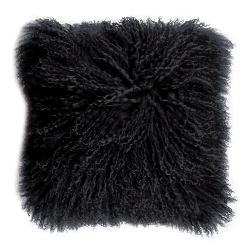 Tibetan Lamb Black Fur Cushion