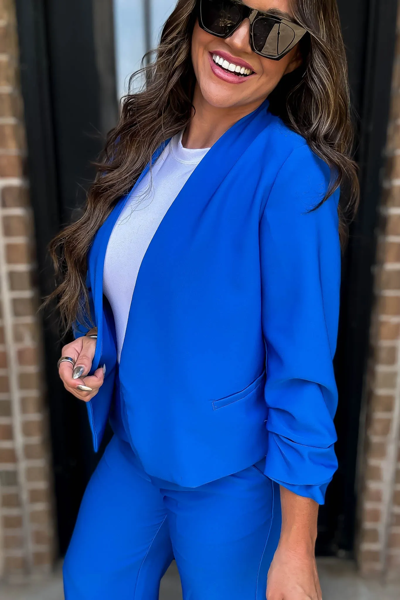 Vertigo Azure Long Sleeve Open Blazer Jacket