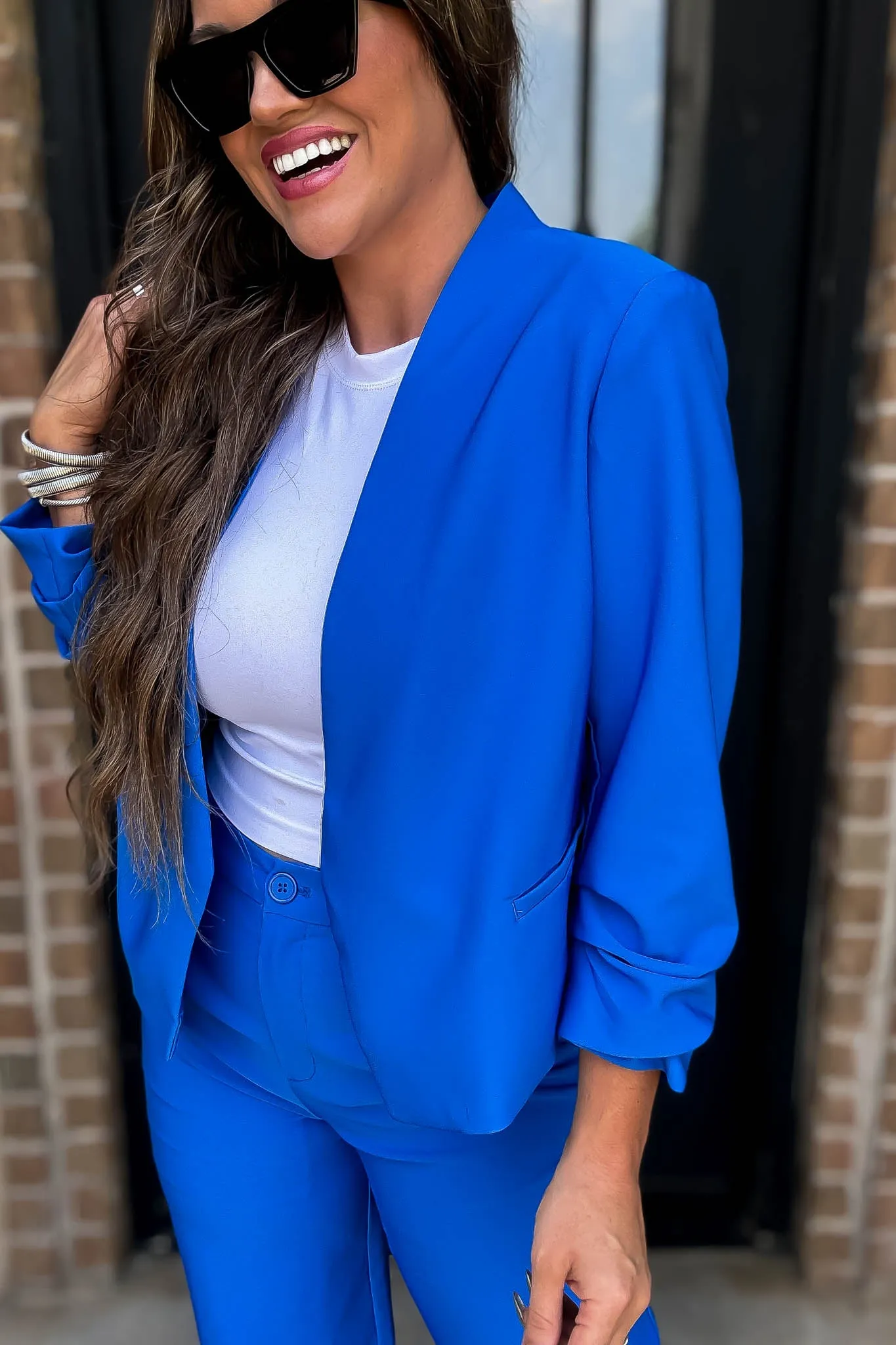 Vertigo Azure Long Sleeve Open Blazer Jacket