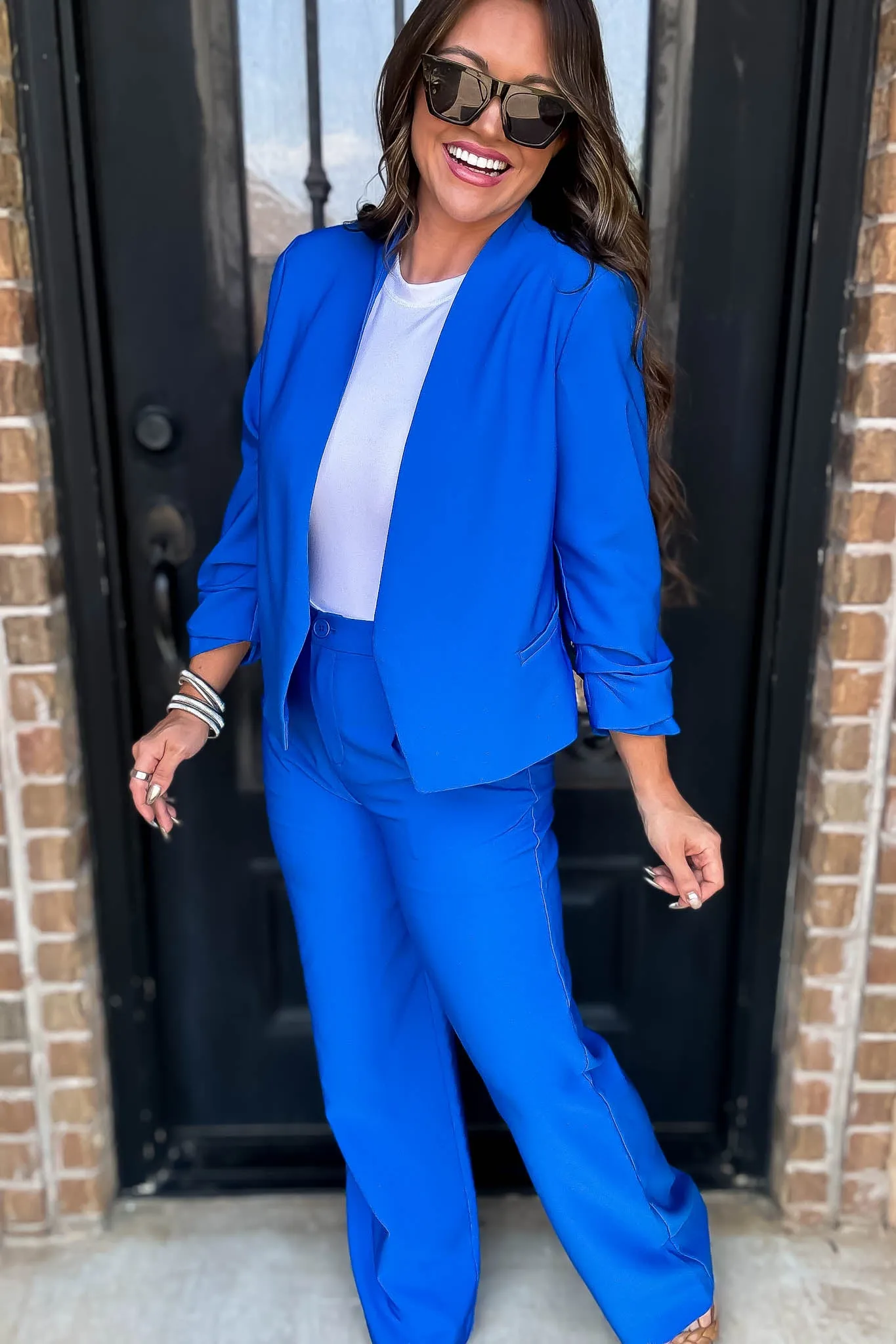 Vertigo Azure Long Sleeve Open Blazer Jacket