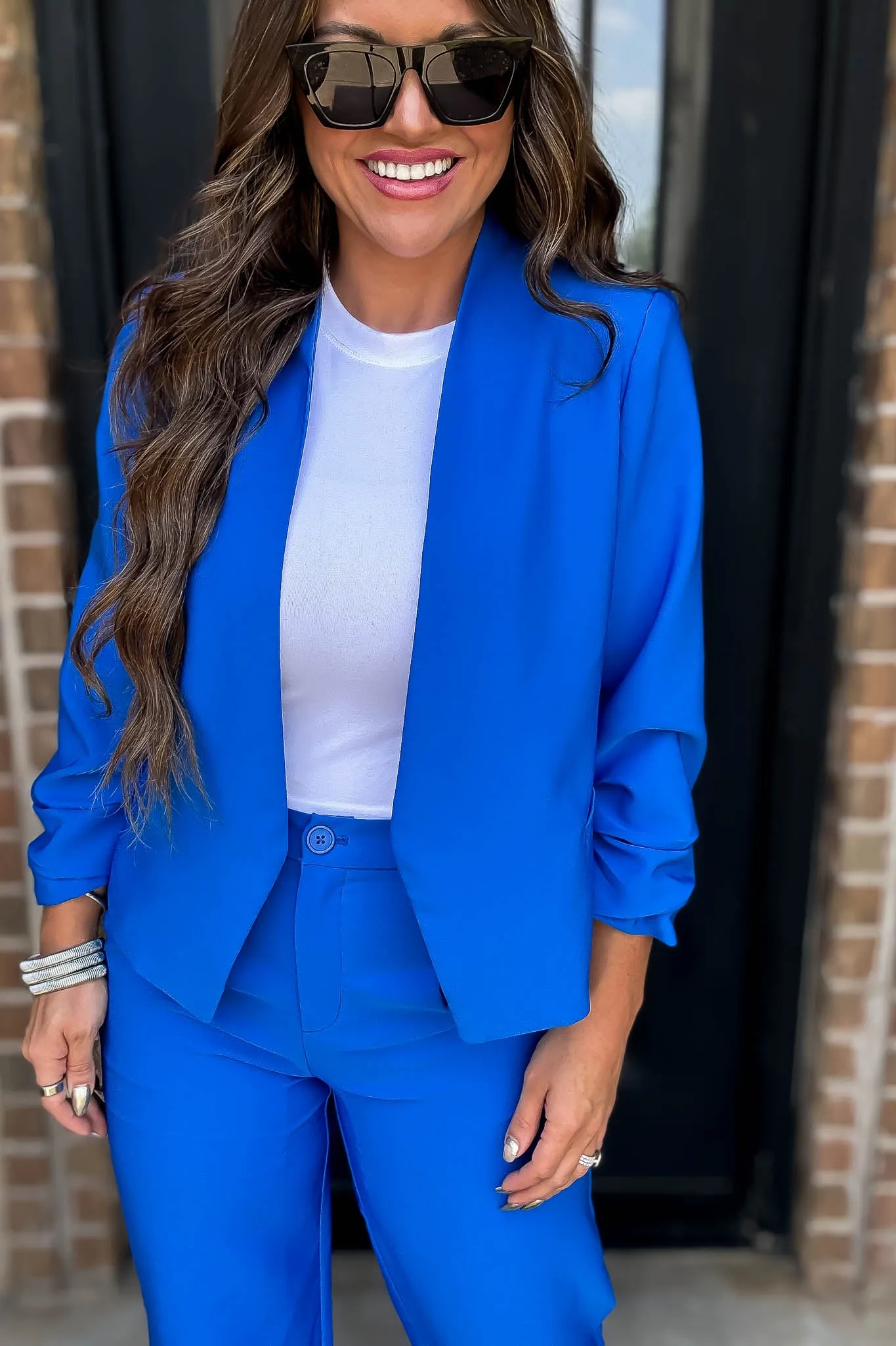Vertigo Azure Long Sleeve Open Blazer Jacket