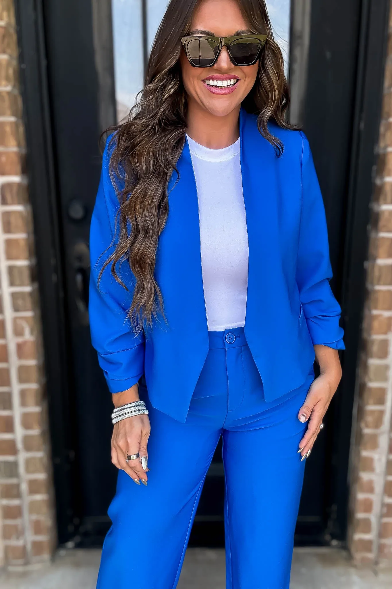 Vertigo Azure Long Sleeve Open Blazer Jacket