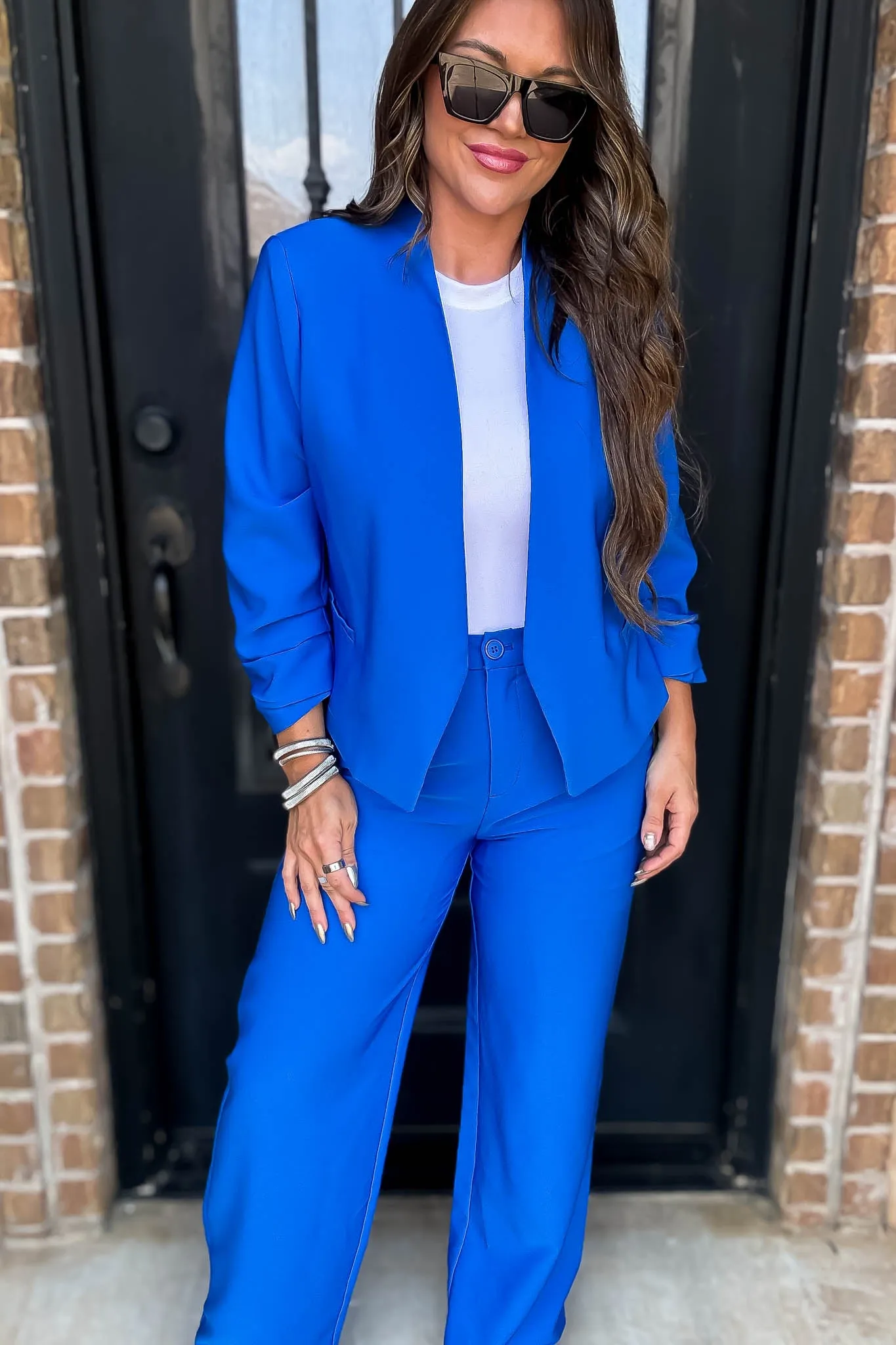 Vertigo Azure Long Sleeve Open Blazer Jacket