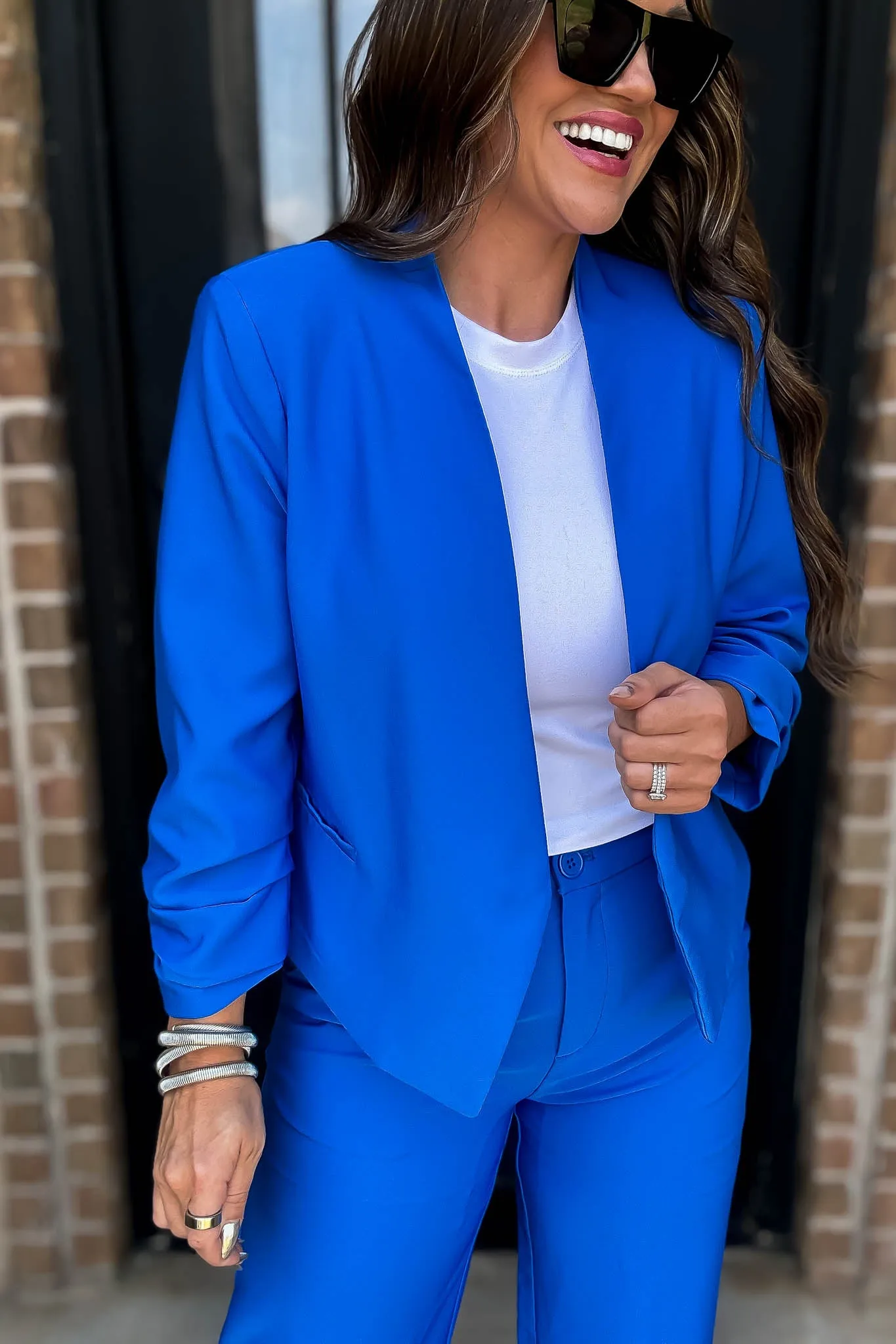 Vertigo Azure Long Sleeve Open Blazer Jacket