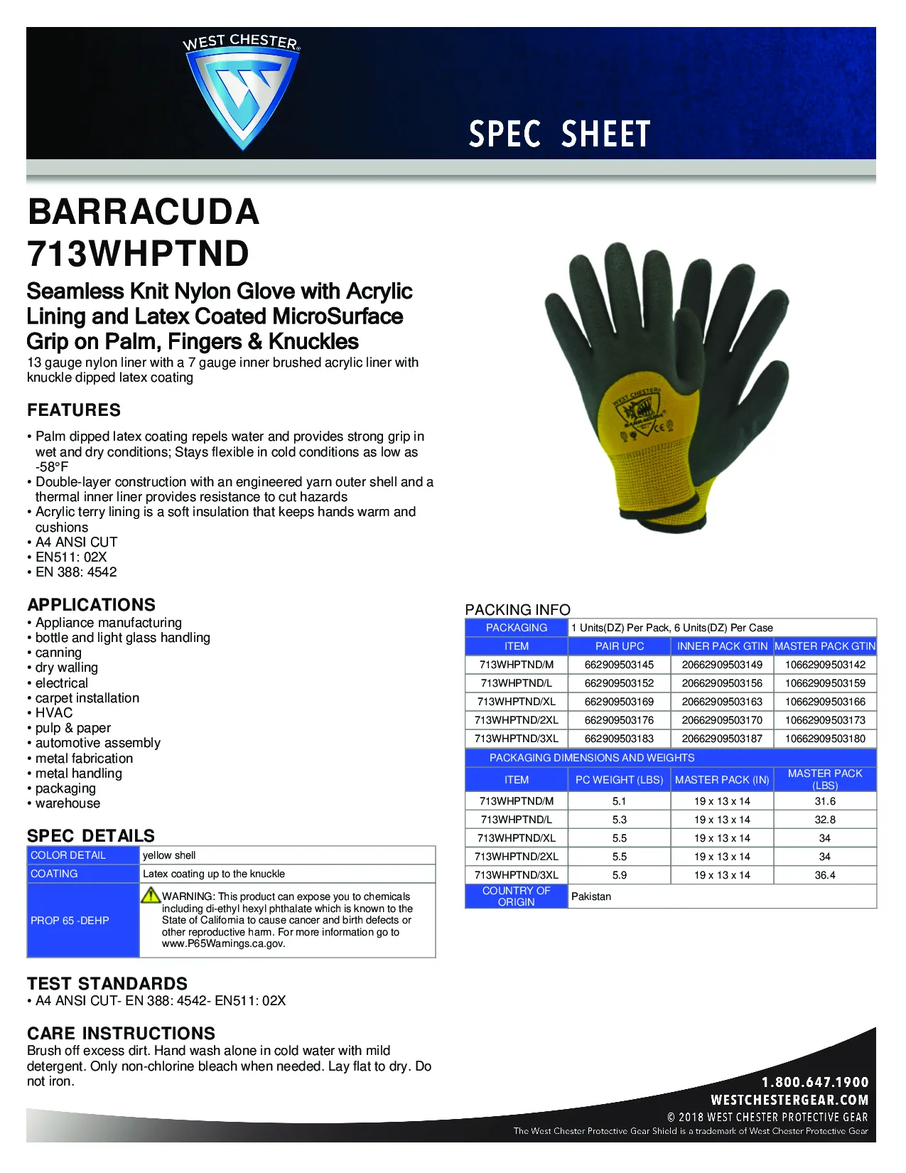 Westchester HPT Thermal 3/4 Coated Gloves 1pair