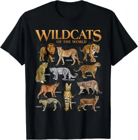 Wild Cats Animals of the World Educational Wild Animal Lover T-Shirt