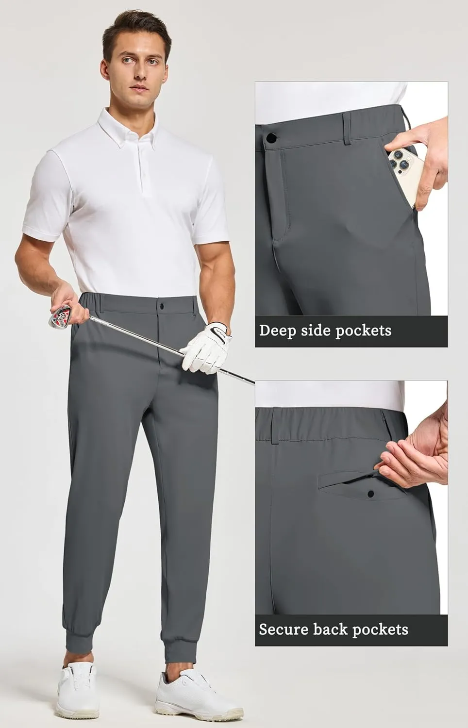 Willit Men's Golf Joggers Stretch Pants with 5 Pockets Slim Fit Sweatpants Work Dress Pants with Belt Loops