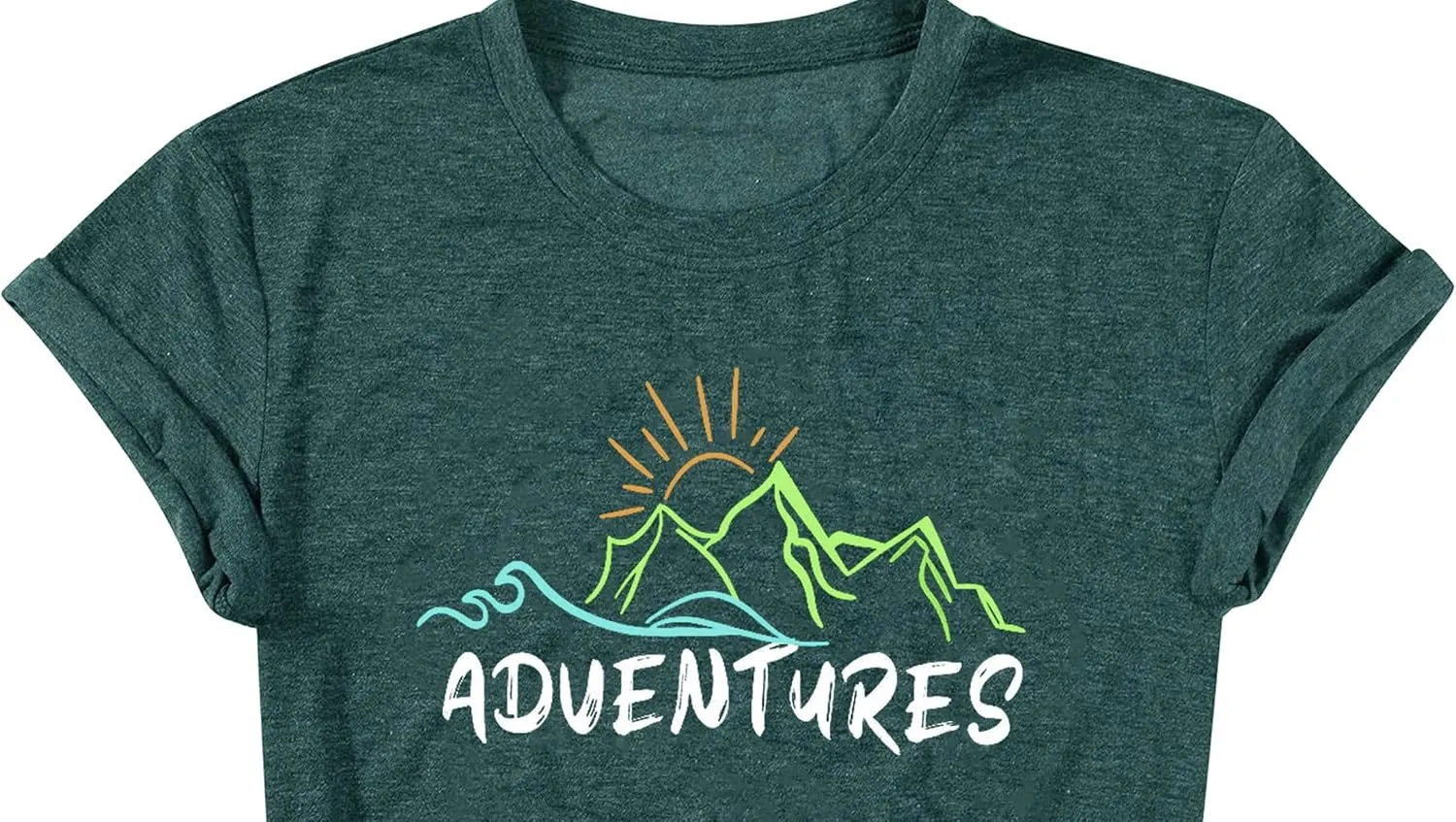 Womens Adventure Awaits Shirt Heart Summer Camper Graphic Tee Mountain Hike Nature Travel T Shirt Casual Workout Tops
