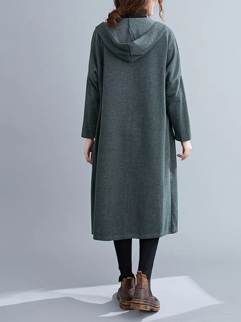 Women's Fashionable Cardigan Mid-Length Long-Sleeved Thin Pocket Coat