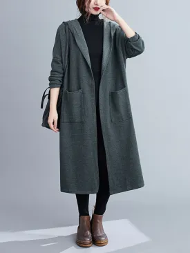 Women's Fashionable Cardigan Mid-Length Long-Sleeved Thin Pocket Coat