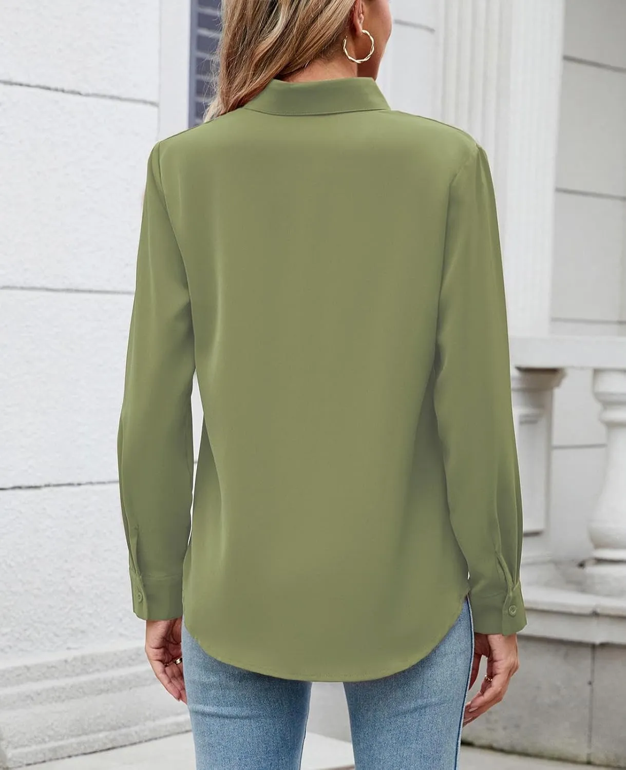 Womens Long Sleeve Button Down Shirt Ultra-Soft Stretch Wrinkle-Free Work Casual Business Office Blouse