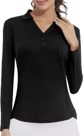 Women's Polo Shirt Long Sleeve Golf Quick Dry T Shirts UPF 50  Athletic Casual Work Shirts Tops for Women