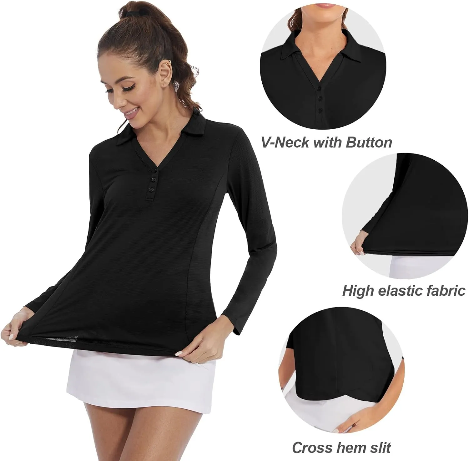 Women's Polo Shirt Long Sleeve Golf Quick Dry T Shirts UPF 50  Athletic Casual Work Shirts Tops for Women