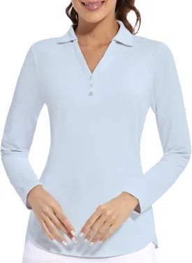 Women's Polo Shirt Long Sleeve Golf Quick Dry T Shirts UPF 50  Athletic Casual Work Shirts Tops for Women