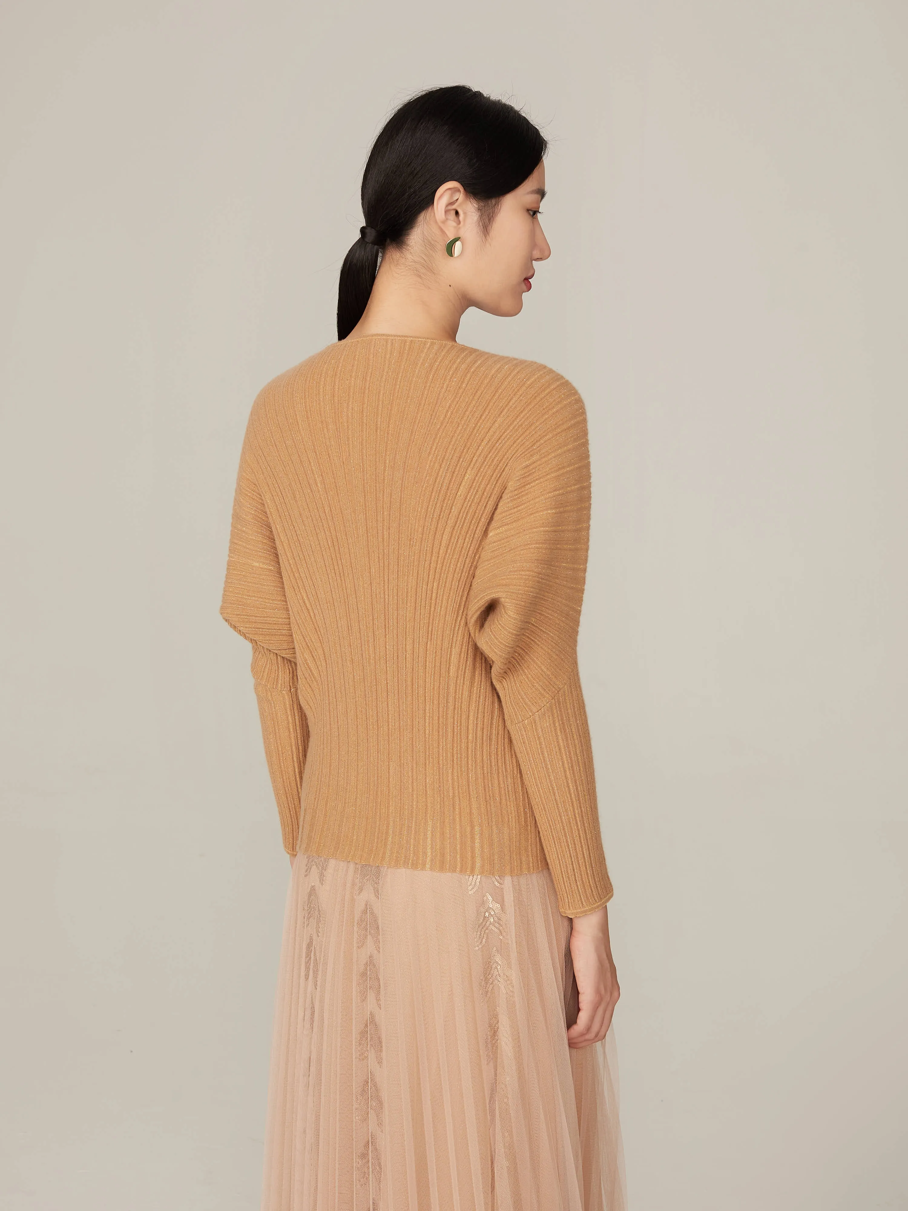YAYING Puff Sleeve Textured Knited Top