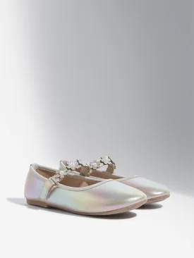 Yellow Multicolour Floral Applique Mary Jane Shoes